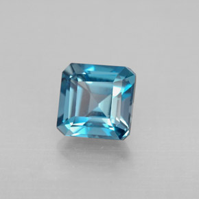 Topaze bleue naturelle taille émeraude, 1,52 ct, VVS-VS