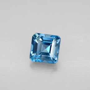 Topaze bleue naturelle taille émeraude, 1,49 ct, VVS-VS