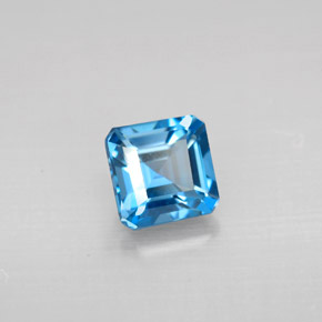 Topaze bleue naturelle taille émeraude, 1,49 ct, VVS-VS