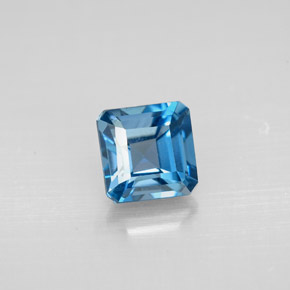 Topaze bleue naturelle taille émeraude, 1,52 ct, VVS-VS