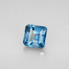 Topaze bleue naturelle taille émeraude, 1,52 ct, VVS-VS