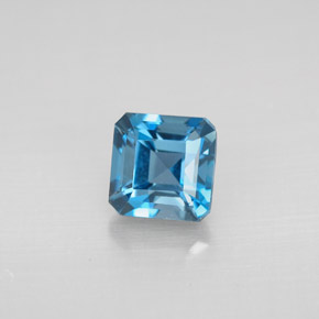 Topaze bleue naturelle taille émeraude, 1,67 ct, VVS-VS