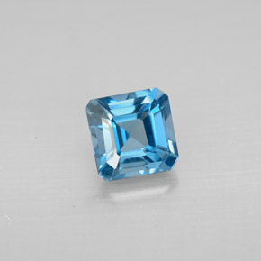 Topaze bleue naturelle taille émeraude, 1,45 ct, VVS-VS