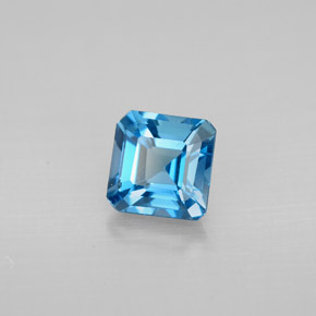 Topaze bleue naturelle taille émeraude, 1,45 ct, VVS-VS