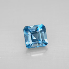 Topaze bleue naturelle taille émeraude, 1,52 ct, VVS-VS