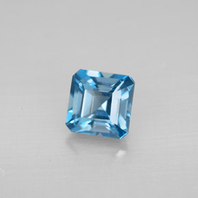 Topaze bleue naturelle taille émeraude, 1,52 ct, VVS-VS