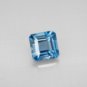Topaze bleue naturelle taille émeraude, 1,41 ct, VVS-VS