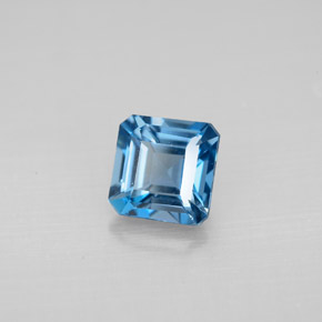 Topaze bleue naturelle taille émeraude, 1,41 ct, VVS-VS