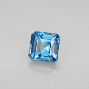 Topaze bleue naturelle taille émeraude, 1,56 ct, VVS-VS