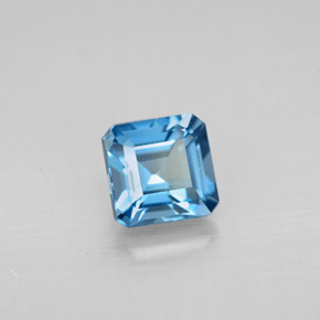 Topaze bleue naturelle taille émeraude, 1,56 ct, VVS-VS