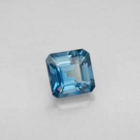 Topaze bleue naturelle taille émeraude, 1,43 ct, VVS-VS