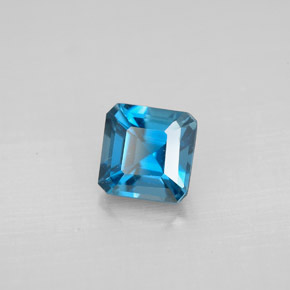 Topaze bleue naturelle taille émeraude, 1,48 ct, VVS-VS