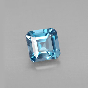 Topaze bleue naturelle taille émeraude, 1,36 ct, VVS-VS
