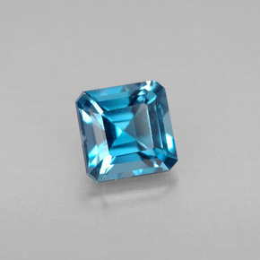 Topaze bleue naturelle taille émeraude, 1,44 ct, VVS-VS