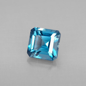 Topaze bleue naturelle taille émeraude, 1,44 ct, VVS-VS