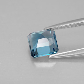 Topaze bleue naturelle taille émeraude, 1,57 ct, VVS-VS