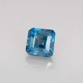 Topaze bleue naturelle taille émeraude, 1,61 ct, VVS-VS