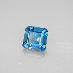 Topaze bleue naturelle taille émeraude, 1,37 ct, VVS-VS