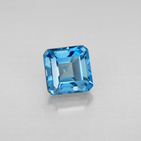 Topaze bleue naturelle taille émeraude, 1,64 ct, VVS-VS
