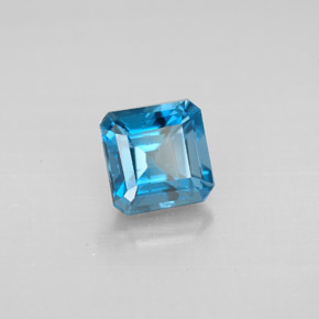 Topaze bleue naturelle taille émeraude, 1,48 ct, VVS-VS