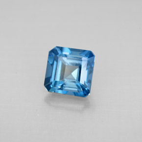 Topaze bleue naturelle taille émeraude, 1,46 ct, VVS-VS