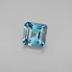 Topaze bleue naturelle taille émeraude, 1,38 ct, VVS-VS
