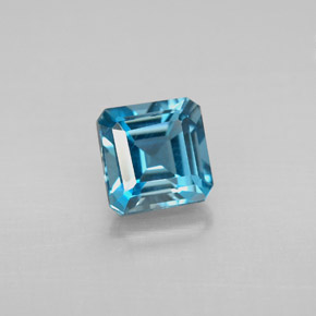 Topaze bleue naturelle taille émeraude, 1,57 ct, VVS-VS