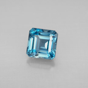 Topaze bleue naturelle taille émeraude, 1,57 ct, VVS-VS
