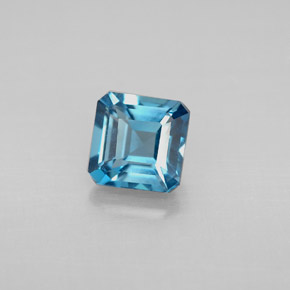 Topaze bleue naturelle taille émeraude, 1,45 ct, VVS-VS