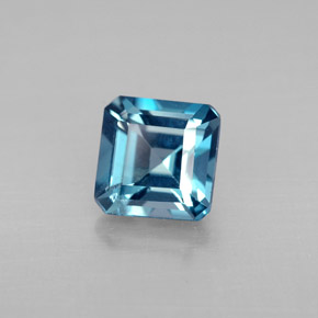 Topaze bleue naturelle taille émeraude, 1,51 ct, VVS-VS