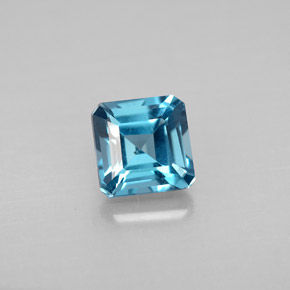Topaze bleue naturelle taille émeraude, 1,57 ct, VS