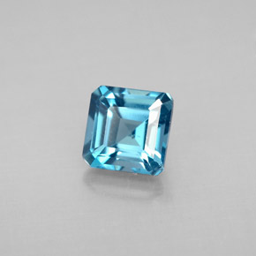 Topaze bleue naturelle taille émeraude, 1,57 ct, VS