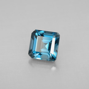 Topaze bleue naturelle taille émeraude, 1,51 ct, VVS-VS