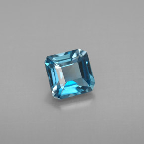 Topaze bleue naturelle taille émeraude, 1,42 ct, VVS-VS