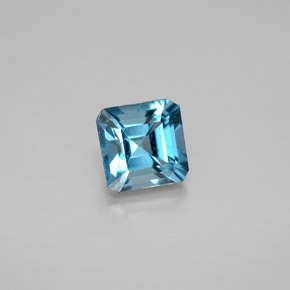 Topaze bleue naturelle taille émeraude, 1,38 ct, VVS-VS