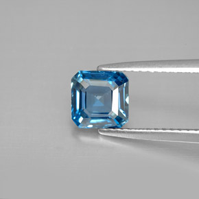 Topaze bleue naturelle taille émeraude, 1,46 ct, VVS-VS