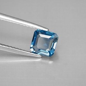 Topaze bleue naturelle taille émeraude, 1,46 ct, VVS-VS