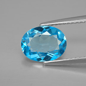 Topaze bleue naturelle coupe ovale, 2,02 ct, VVS-VS