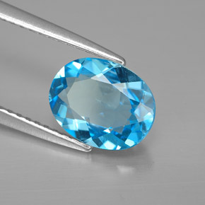 Topaze bleue naturelle coupe ovale, 2,02 ct, VVS-VS