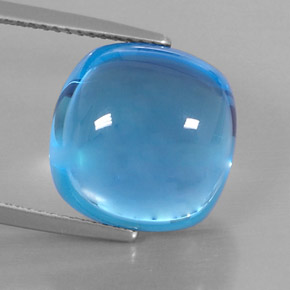 Topaze bleue naturelle coupe coussin, 18,22 ct, transparent