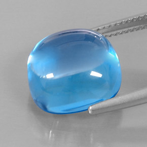 Topaze bleue naturelle coupe coussin, 18,22 ct, transparent