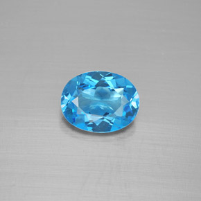 Topaze bleue naturelle coupe ovale, 2,08 ct, VVS-VS