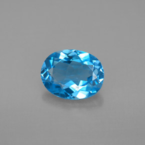 Topaze bleue naturelle coupe ovale, 2,25 ct, VVS