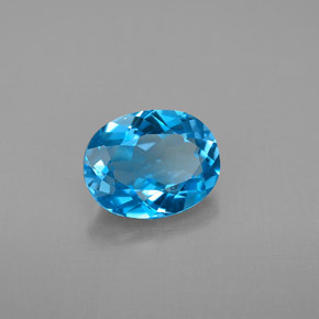 Topaze bleue naturelle coupe ovale, 2,25 ct, VVS
