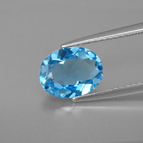 Topaze bleue naturelle coupe ovale, 2,01 ct, VVS
