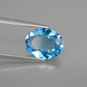 Topaze bleue naturelle coupe ovale, 2,01 ct, VVS