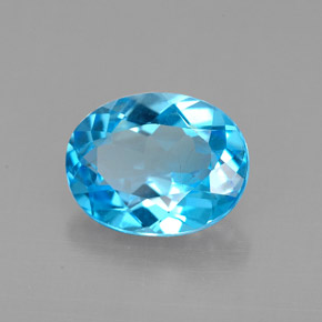 Topaze bleu suisse naturelle coupe ovale, 2,21 ct, VS