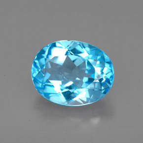 Topaze bleue naturelle coupe ovale, 2,54 ct, VVS-VS