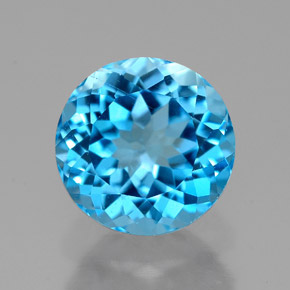 Topaze bleue naturelle coupe roude, 2,59 ct, VVS