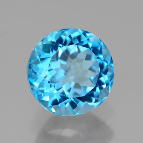 Topaze bleue naturelle coupe roude, 2,59 ct, VVS
